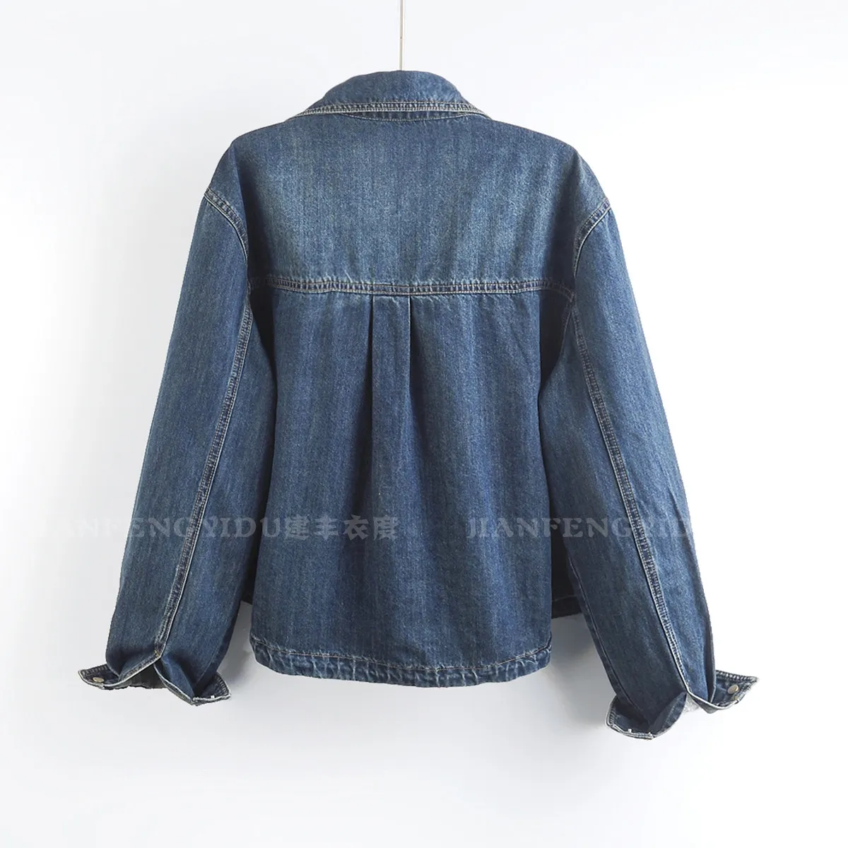 2026 Autumn new women Korean short denim jacket casual Big Pocket Lapel Single-breasted Long Sleeve jeans jacket coat streetwear