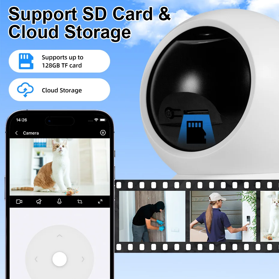 Indoor PTZ WiFi Camera 5MP HD Tuya Smart Motion Detection Real-Time Two-Way Audio Night Vision Security