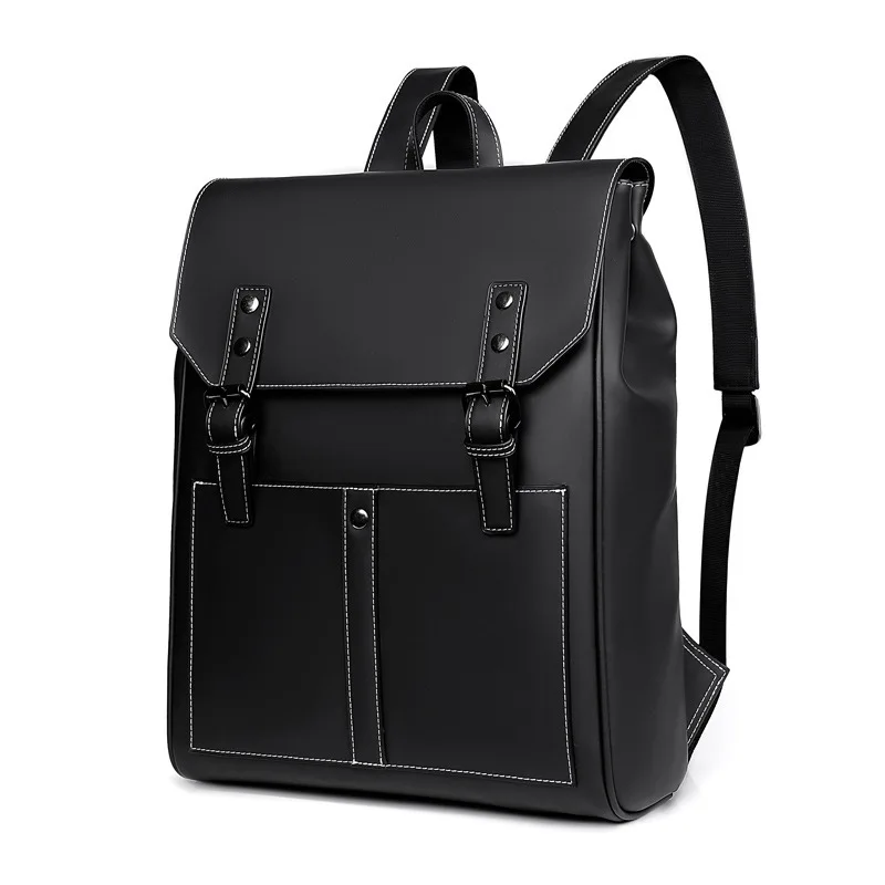 Men's Vintage PU leather backpack luxury travel shool backpack stylish black business bag waterproof executive laptop backpack