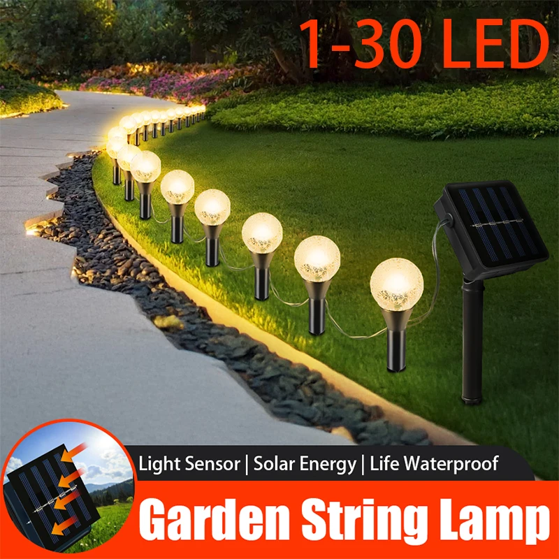 Solar LED Garden Lights,Waterproof Pathway Decor,8 Light Modes,Warm White String Lamps,Outdoor,Camping,Wedding,Party,Patio,BBQ