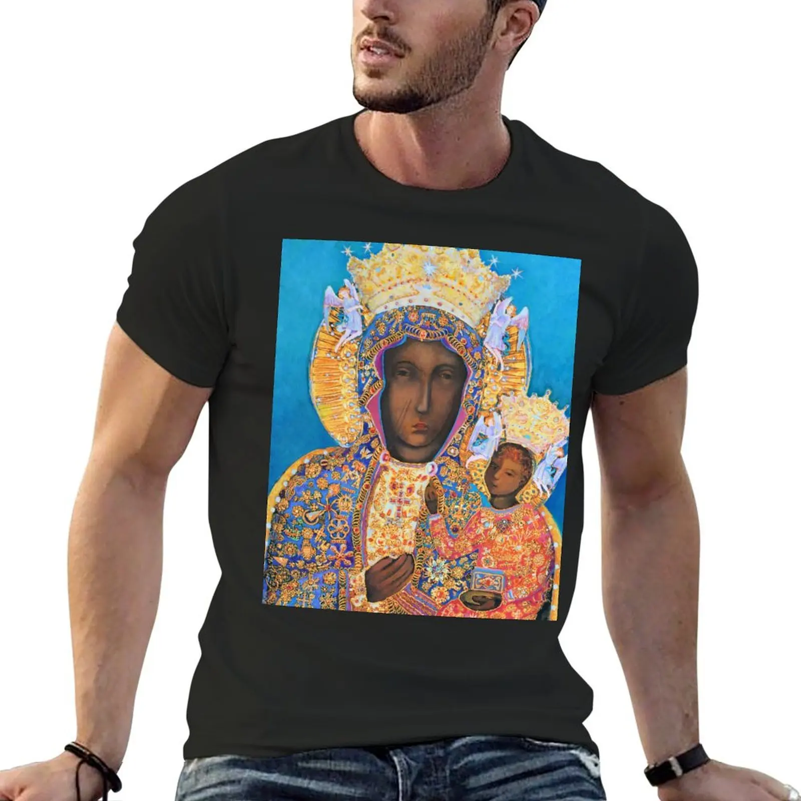 

Our Lady of Czestochowa Black Madonna Poland Virgin Mary Painting T-Shirt anime clothes Funny t-shirt oversized t shirts for men