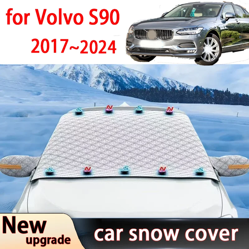 for Volvo S90 2017-2024 Car Snow Shield Shade Outdoor Winter Front Windshield Window Freeze Frost Cover Sunshade Accessories