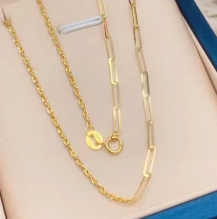 18k gold chain necklaces rolling chain au750 jewelry fine gold AB necklaces
