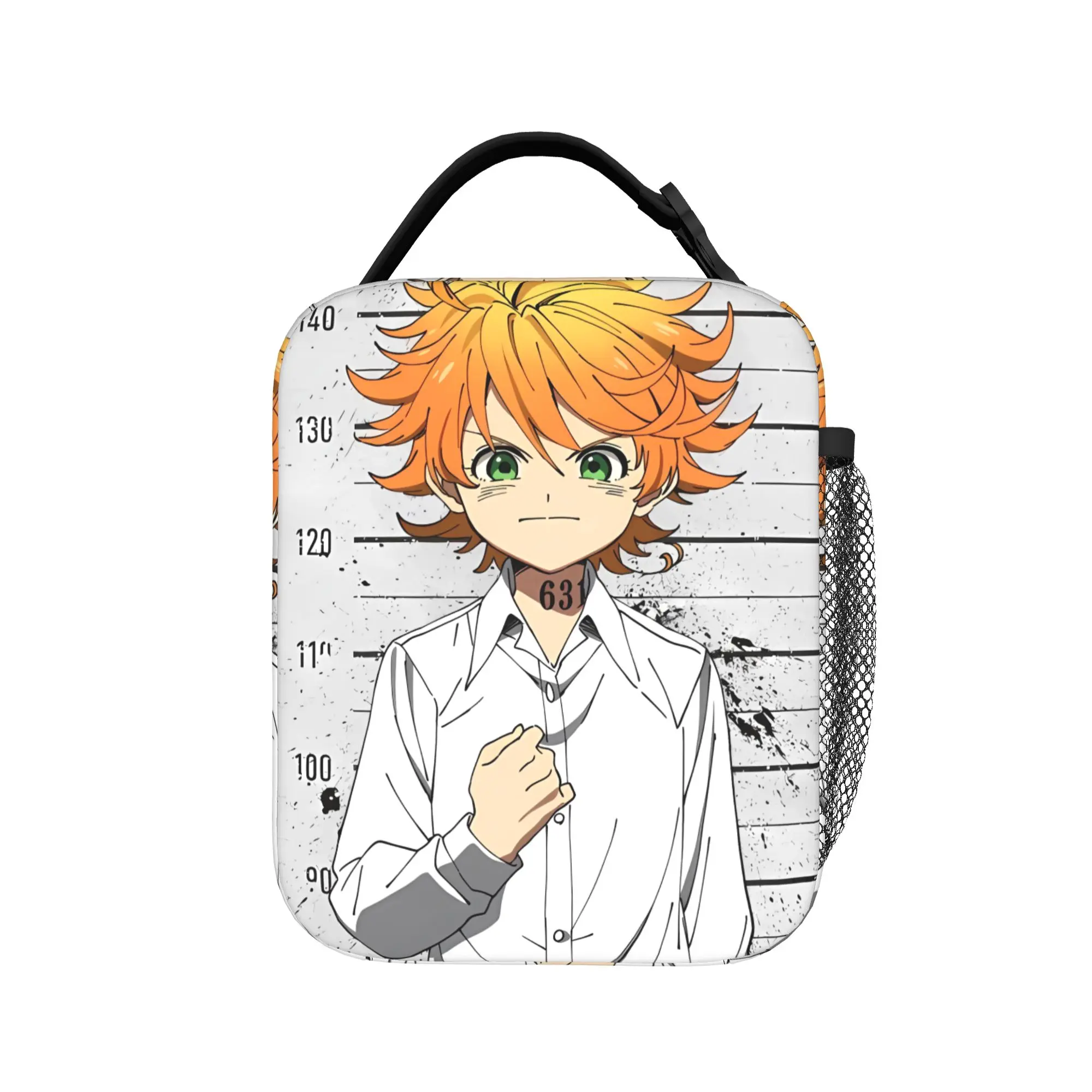 The Promised Neverland Lunch Bag  Portable Zipper Lunch Box Men School Graphic Cooler Bag Retro Waterproof Thermal Tote Handbags