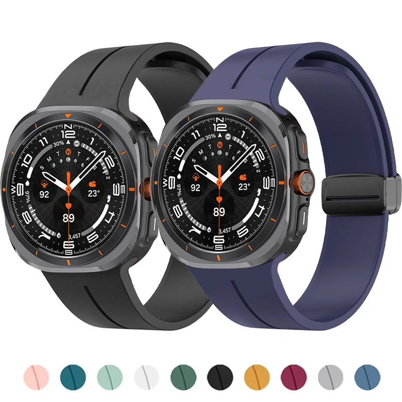 ไม่มีช่องว่างสำหรับ Samsung Galaxy Watch ultra 47mm แม่เหล็กกีฬากำไลข้อมือซิลิโคนสำหรับ Galaxy ultra 47mm