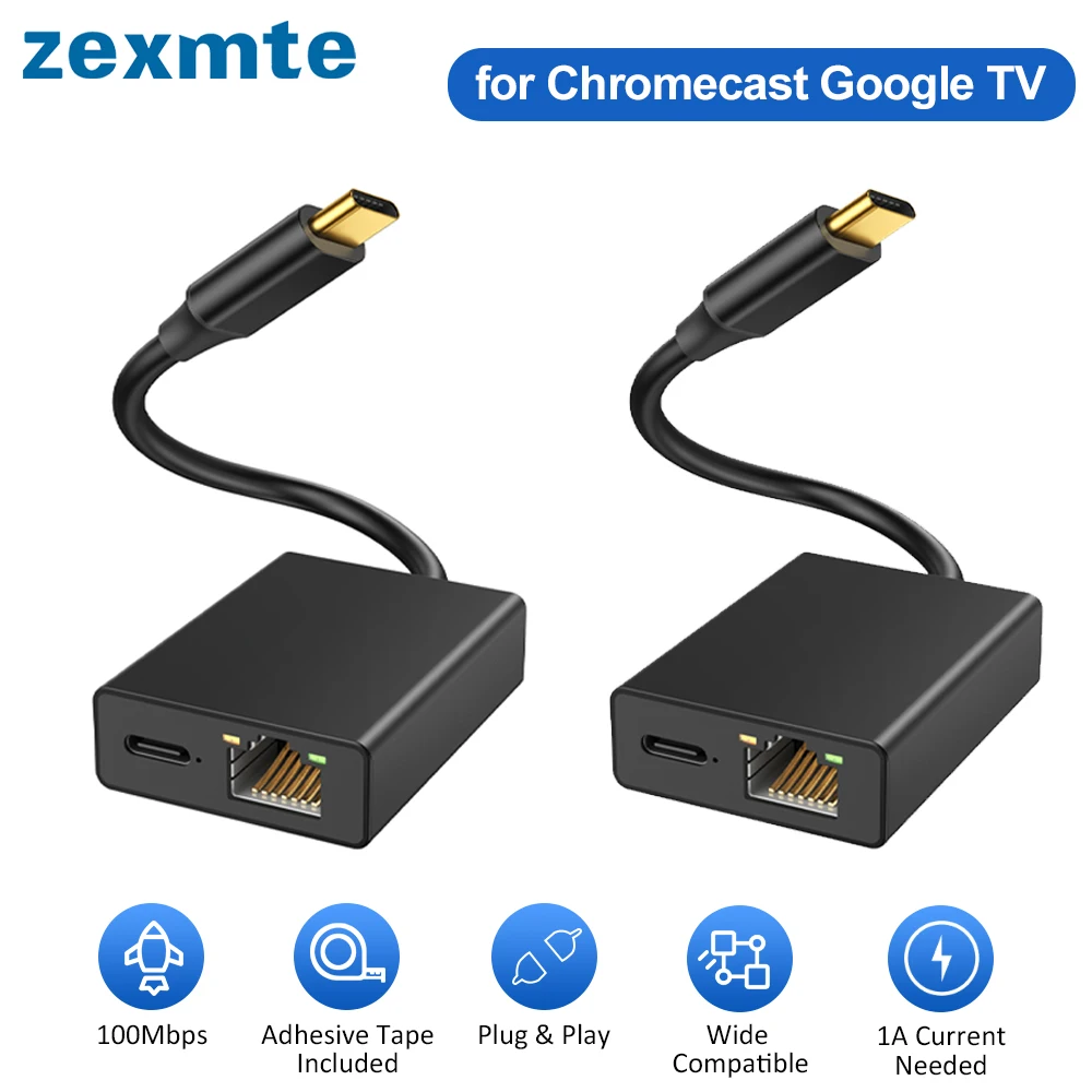 

Адаптер Zexmte USB C Ethernet для Chromecast 4K Google TV Type-C к RJ45 для смартфонов планшетов Android 100 Мбит/с сетевая карта