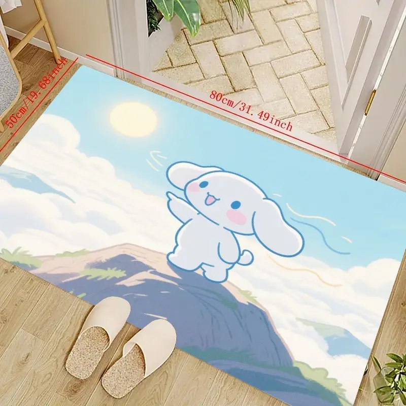 

1 шт., милый нескользящий впитывающий мягкий коврик Sanrio Cinnamoroll, Kawaii Anime Puppy Dog, напольный коврик с мультяшными животными и солнечным небом и