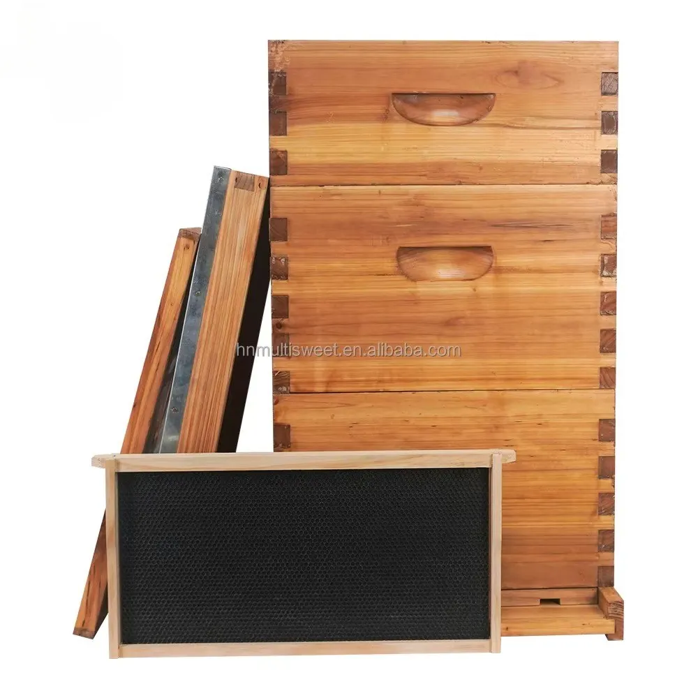 

Complete 3 Layers Wax Dipped 10 Frame Langstroth Beehive, Unassembled Wooden Beekeeping Hive