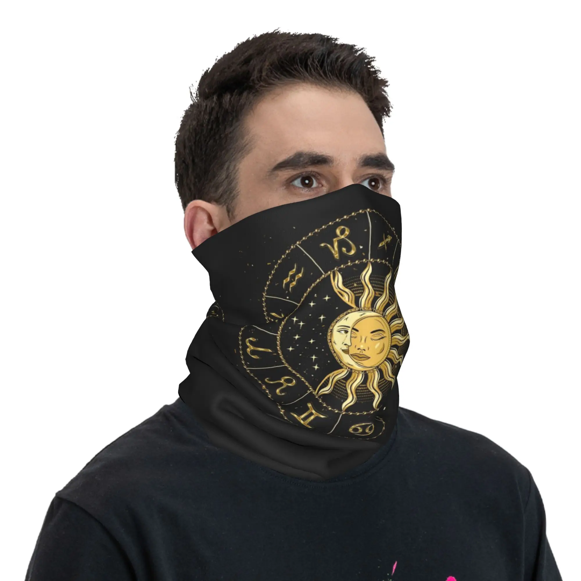 Horoscope Wheel With Zodiac Signs Bandana Neck Gaiter Printed Mask Scarf Face Mask Hiking Fishing Unisex Adult Windproof