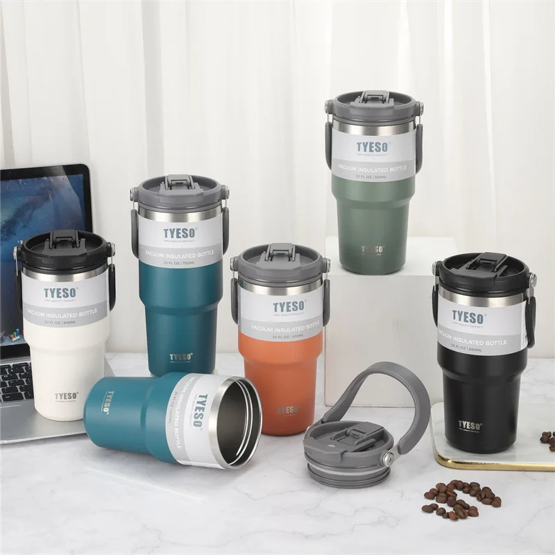 Tyeso 20oz 30oz 40oz Vacuum Insulated Tumbler With Coaster Stainless Steel Coffee Cup Thermos Water Bottle Car Thermal Mug 900ml