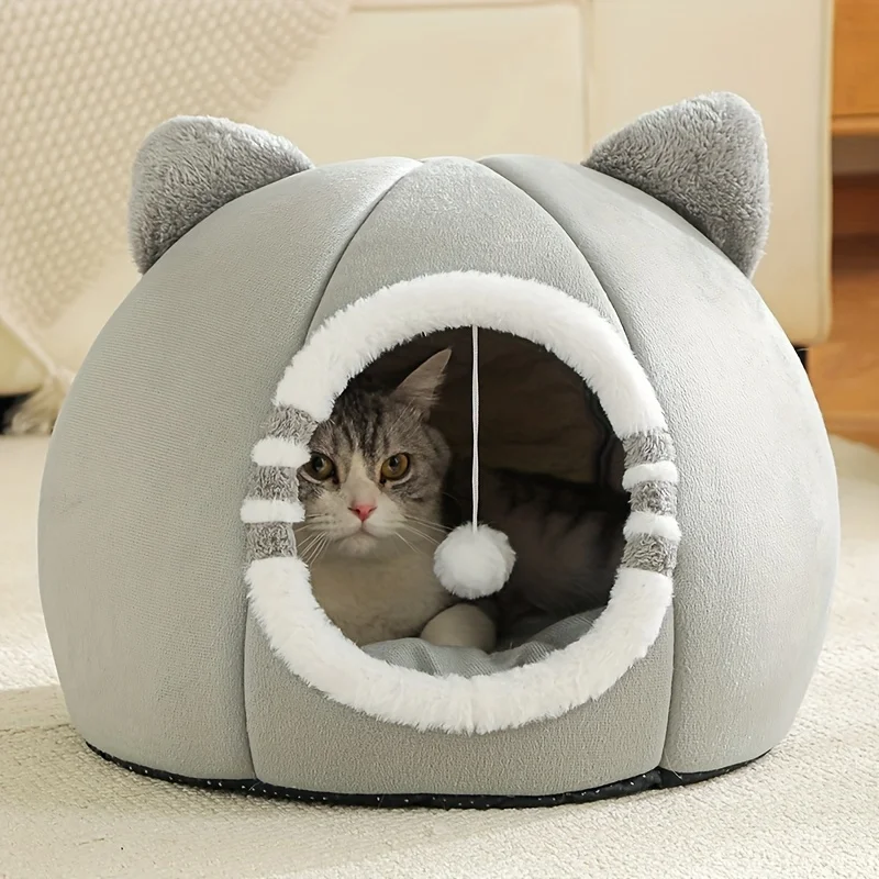 

Indoor Cat Litter with Soft Cushions Comfortable Washable Cat House All-Season Deep Sleeping Bed for All Breedsdurable fabric,
