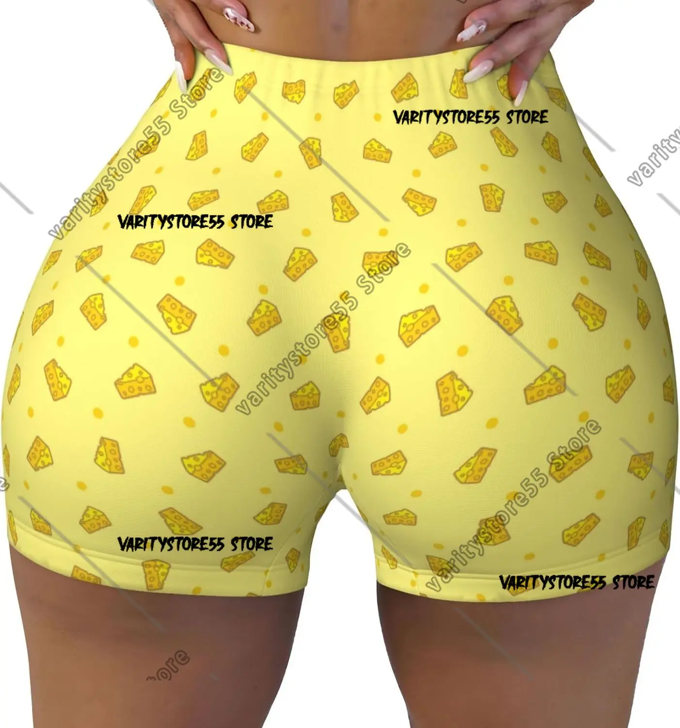

Шорты для тренировок с принтом сыра для женщин, бесшовные мягкие гладкие шорты для занятий йогой в тренажерном зале, активные шорты
