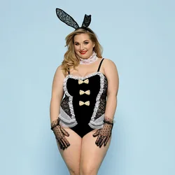 New Fashion Women's Plus Size Sexy Roleplay Bunny Girl Ligerie Bodysuit Large Size Exotic XXL Night Club Cosplay Police Costumes