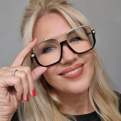 Oversized Luxury Glasses Frame Women New Fashion Square Orange Clear Eyeglasses Female Elegant Brand Big Optical Spectacles