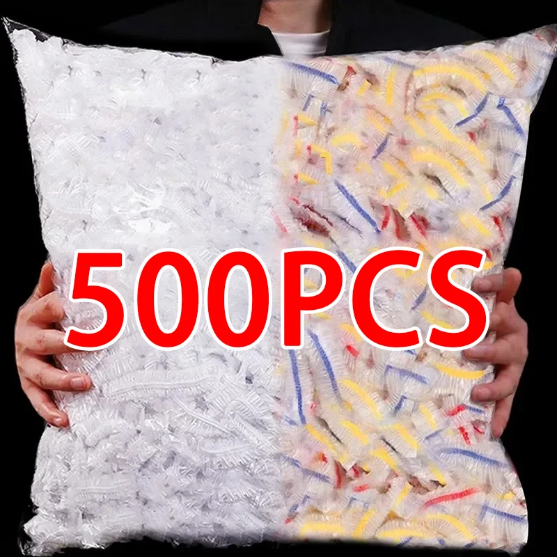 500 Fundas Elásticas de Plástico de Colores para Conservación de Alimentos, Tapas Desechables para Platos, Bolsas de Almacenamiento para Cocina