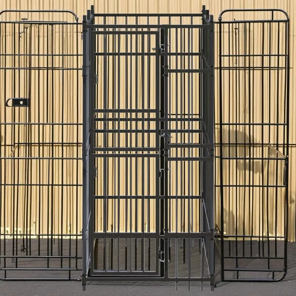 Large Steel Outdoor Dog Kennel - 19.8 ft Safe, Durable Pet Enclosure for Backyard Use