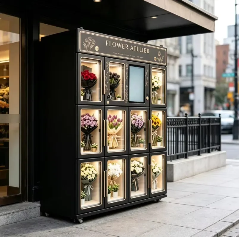 Customize Special Fresh Flower Vending Machine Automatic Refrigerated  Cooling Cashless 24H Unmanned Commercial Vending Machines