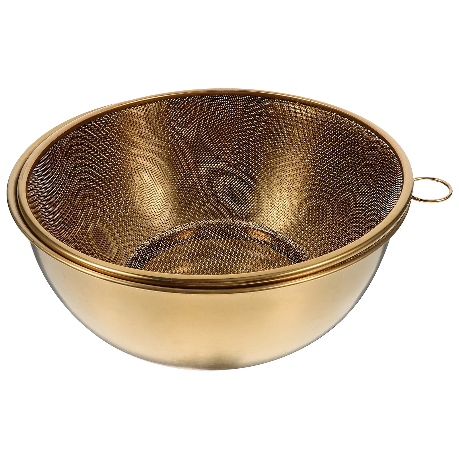 

Stainless Steel Rice Basket Kitchen Strainer Washing Mixing Bowl Draining Fine Mesh Colander Sieve Sifter Household