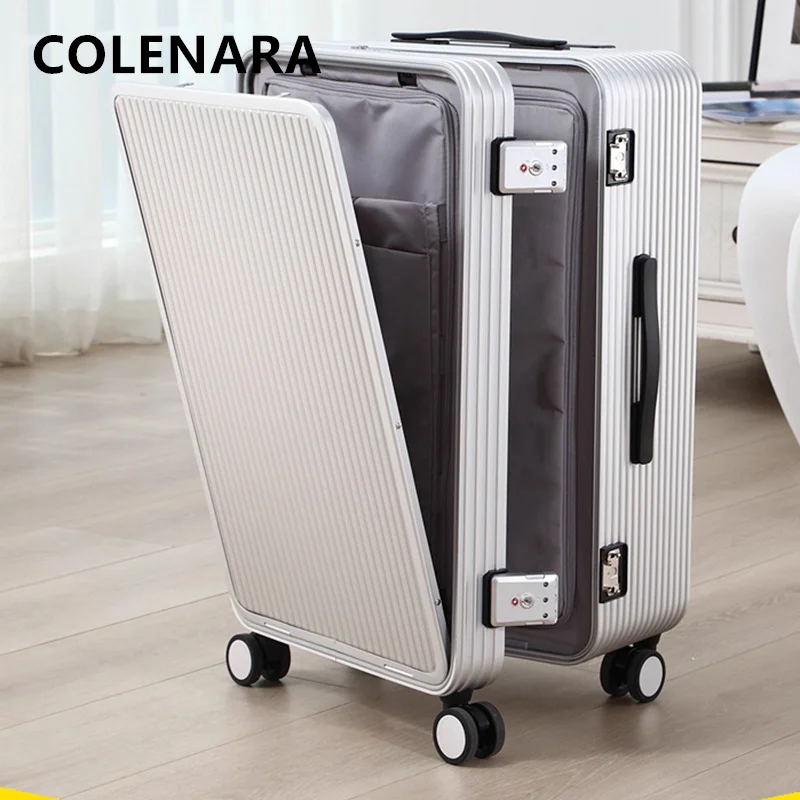 COLENARA حقيبة كاملة سبائك الألومنيوم والمغنيسيوم الصعود صندوق سعة كبيرة حقيبة تروللي بعجلات 20 "24" 26 "28 بوصة رجال الأعمال الأمتعة #3