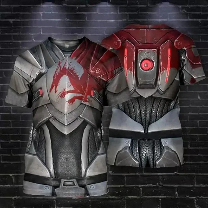 

Fugees Templar Armor 3D Printed Quick-drying Breathable Sport Men's and Women's Four Seasons Plus Size Round Neck T-shirt