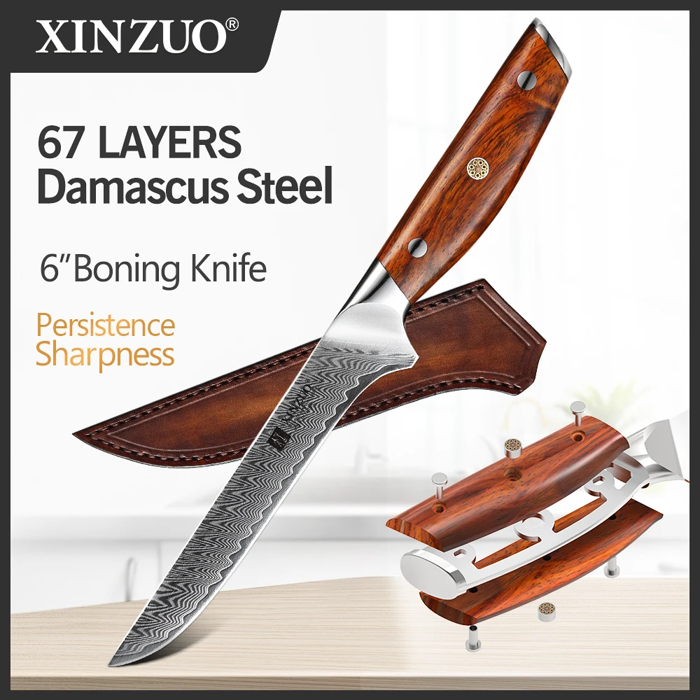 

XINZUO 6''inch Boning Knife Damascus Stainless Steel Kitchen Knife Cooking Tools Fillet Fish Debon Knives Rosewood Handle