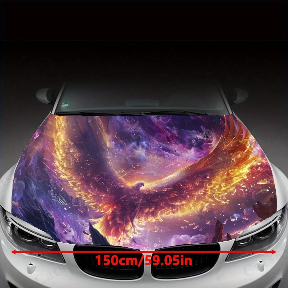 Flying Phoenix Fire Pattern car hood stickers, waterproof self-adhesive, scratch resistant, easy to stick, durable car PVC stick