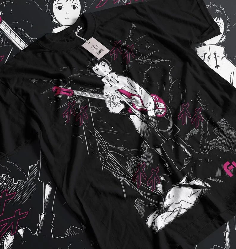 FLCL Fooly Cooly Haruko Haruhara Anime Shirt Unisex Baumwolle Kurzarm Rundhals Sommer Oversized Grafik-Print Harajuku Y2k T-Shirt Top – Detail 4
