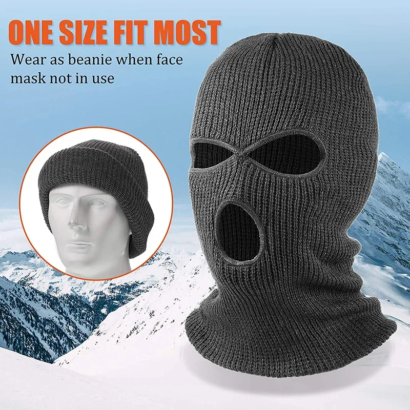 Outdoor Jacht Winter Drie-Gat Gebreide Muts Gemaskerde Pullover Cap Rijden Volgelaats Wollen Gezichtsmasker Creatieve Grappige Stijl