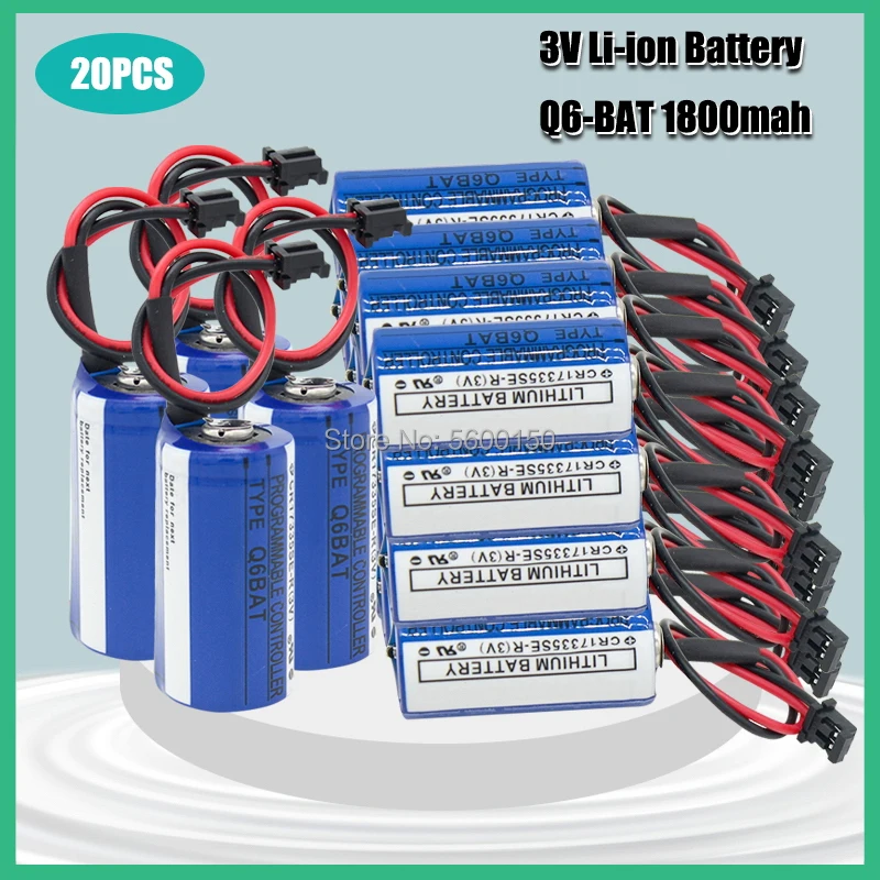 

20PCS Q6BAT 3V 1800mAh PLC Battery CR17335SE-R CNC Lithium Li-ion Batteries For CNC System Servo For Mitsubishi