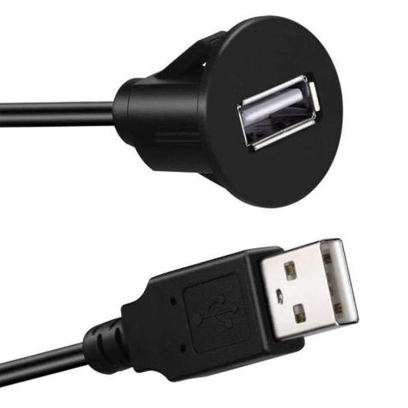 Car Stereo Dashboard Flush Mount USB 2.0 Male to Female Socket Extention Cable
