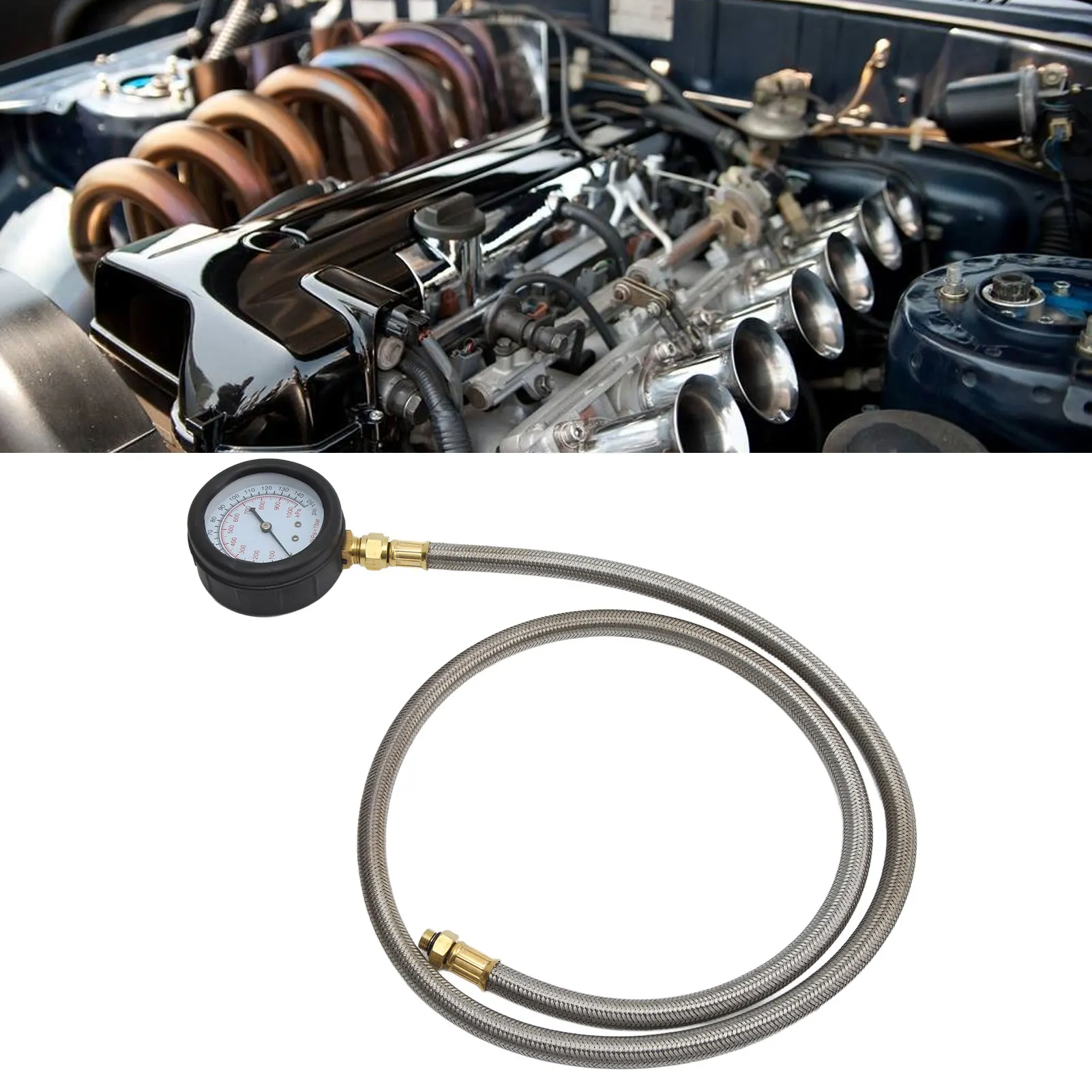 

Инструмент для измерения давления масла с 15 адаптерами, манометр от 0 до 150 фунтов на квадратный дюйм, гибкая трубка, комплект для тестера давления, универсальный