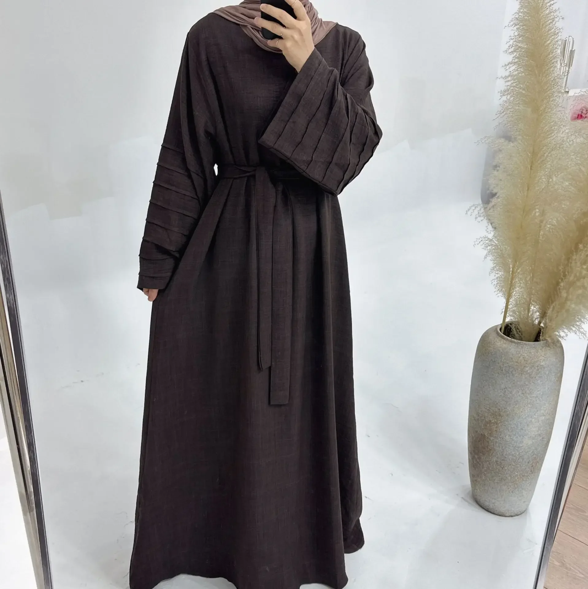 Muslim Abaya Dress Casual Plain Tiered Sleeves Abayas for Women Dubai Turkey Dresses Ramadan Islamic Clothing Kaftan Hijab Robe