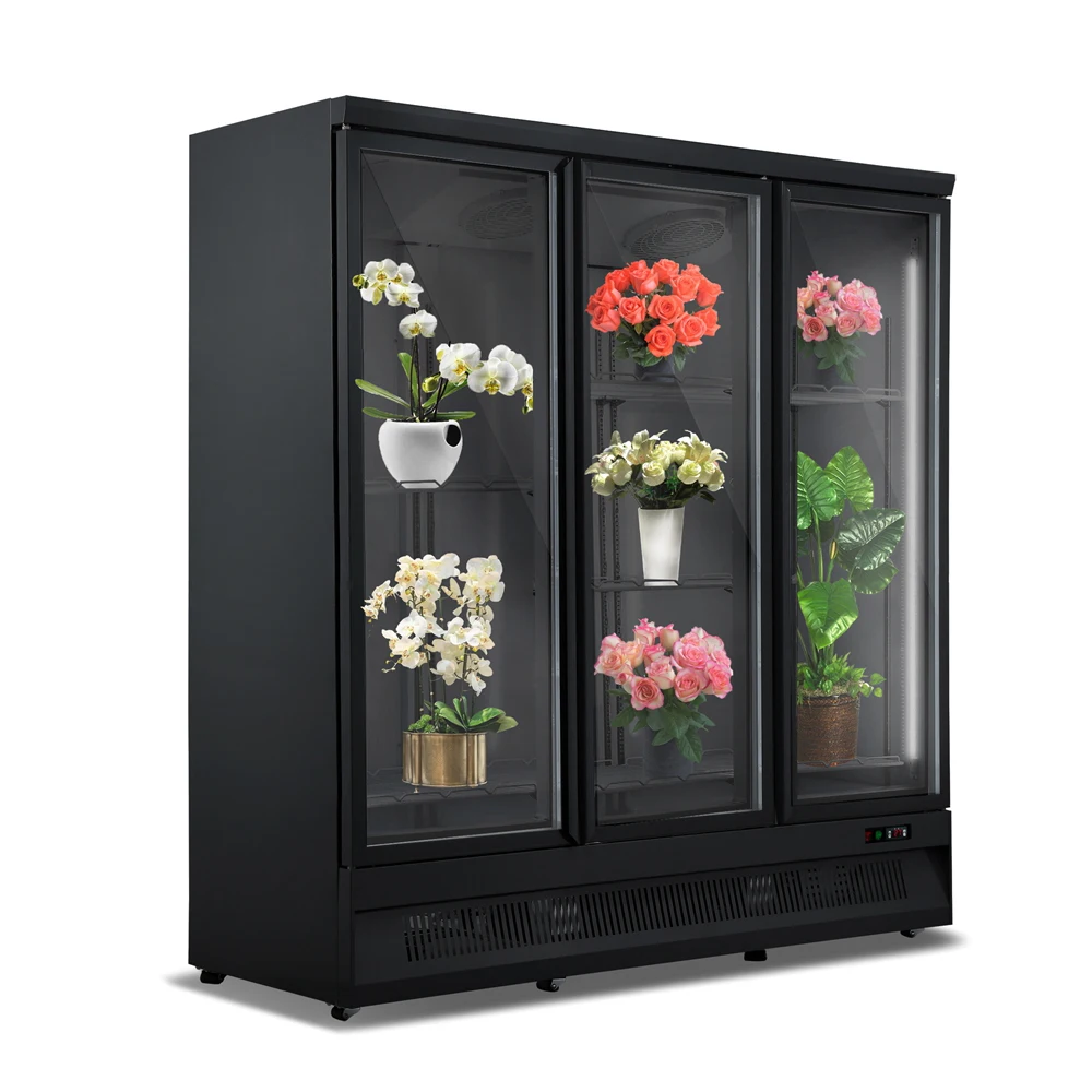 Canada 3 Doors Flower Fresh Keeping Showcase Flower Refrigerator Display Cabinet Floral Display Cooler