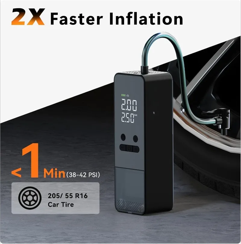 

Tire Inflator Portable Air Compressor - 150PSI Cordless Air Pump with Digital Tire Pressure Gauge, Auto Shut Off