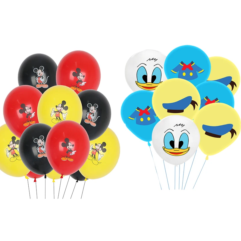 5PCS Disney Mickey Mouse 12inch Latex Balloon Children's Cartoon Donald Duck Birthday Party Decoration Baby Shower Toys Gift