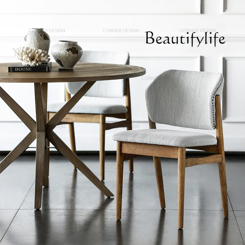 

Nordic dining chair household solid wood modern light luxury minimalist small apartment chair designer fashion