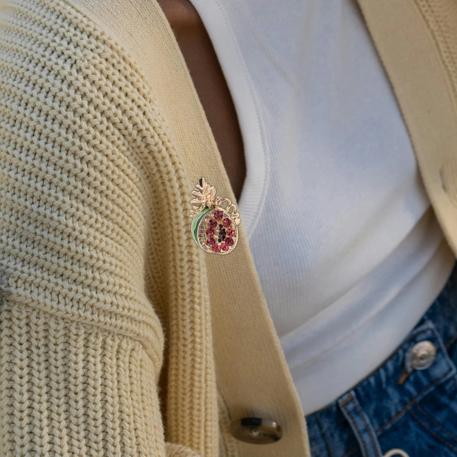 

3pcs Fruit Rhinestone Brooch Pin Set Pineapple Watermelon Sunflower Crystal Lapel Pins For Women Summer Wedding Party