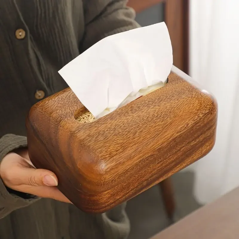 

Japanese Style Walnut Tissue Box Home Living Room Wooden Paper Box Creative Napkin Holder Tissue Storage Home Decoration