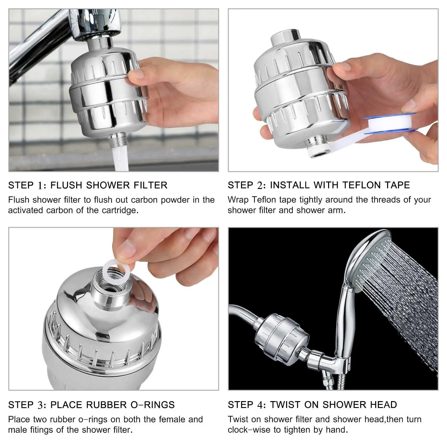15 Stage Shower Filter - Shower Head Filter - Hard Water Filter Remove Chlorine Heavy Metals and Other Sediments Reduces Dry image 5