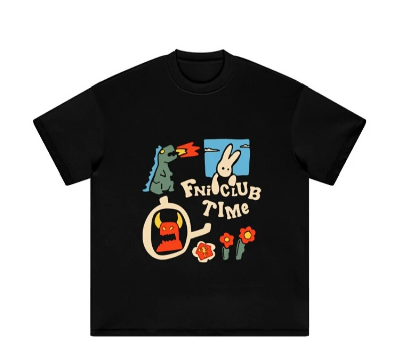 

Новейшая модная футболка с принтом динозавра на лето 2023 года свободная и с короткими рукавами, подходящая как для мужчин, так и для женщин.