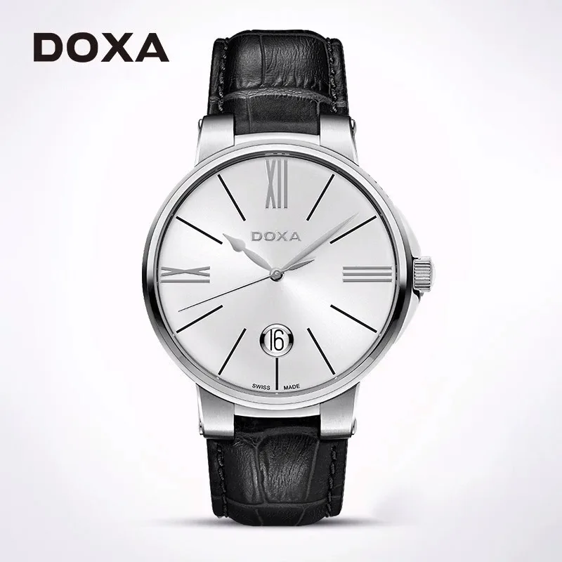 DOXA Men's Automatic Mechanical Watch Leather Premium Business Watch Circular Dial 10Bar Waterproof Automatic Movement Watch