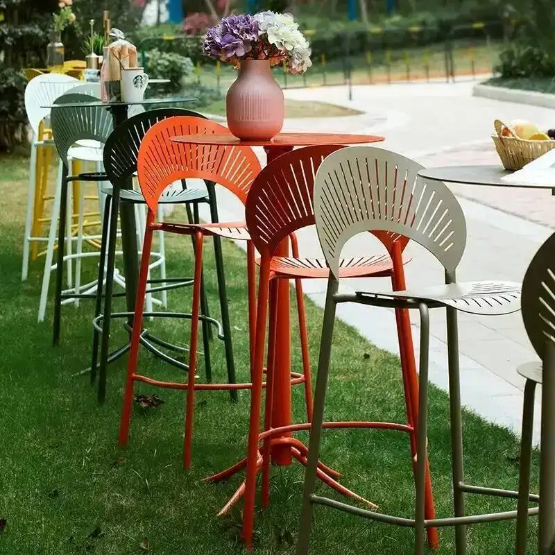 New Yellow Industrial Bar Stools Nordic Outdoor Minimalist Modern High Chairs Comfortable Single Taburetes De Bar Home Furniture