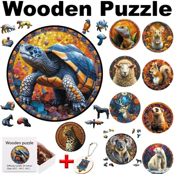 DIY Crafts Animal Wooden Puzzles Board Set Toys Games Kids Educational Toys for Children Adults Puzzl Jigsaw Puzzles Building Blocks