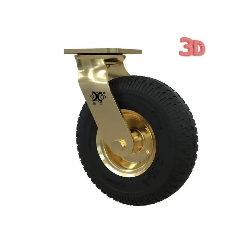 

1 Pcs Packing Caster 8-inch Gold-plated Inflatable Wheel Rubber Hotel Luggage Cart Air Universal