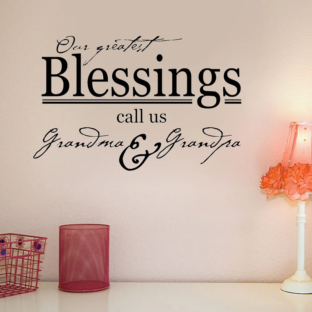 Our Greatest Blessings Call Us Grandma Grandpa Quote Wall Sticker Home Decor Vinyl Art Murals Wall Decals Removable Wallpaper