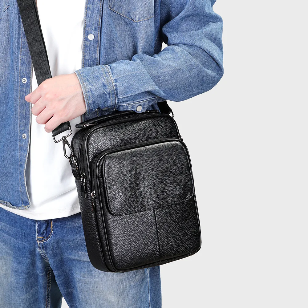 

Men's Leather Satchel Real Cowhide Shoulder Bag Messenger Bag 7.9 Inch Ipad Bag For Male Soft Skin Cross Body Bag New Fashion