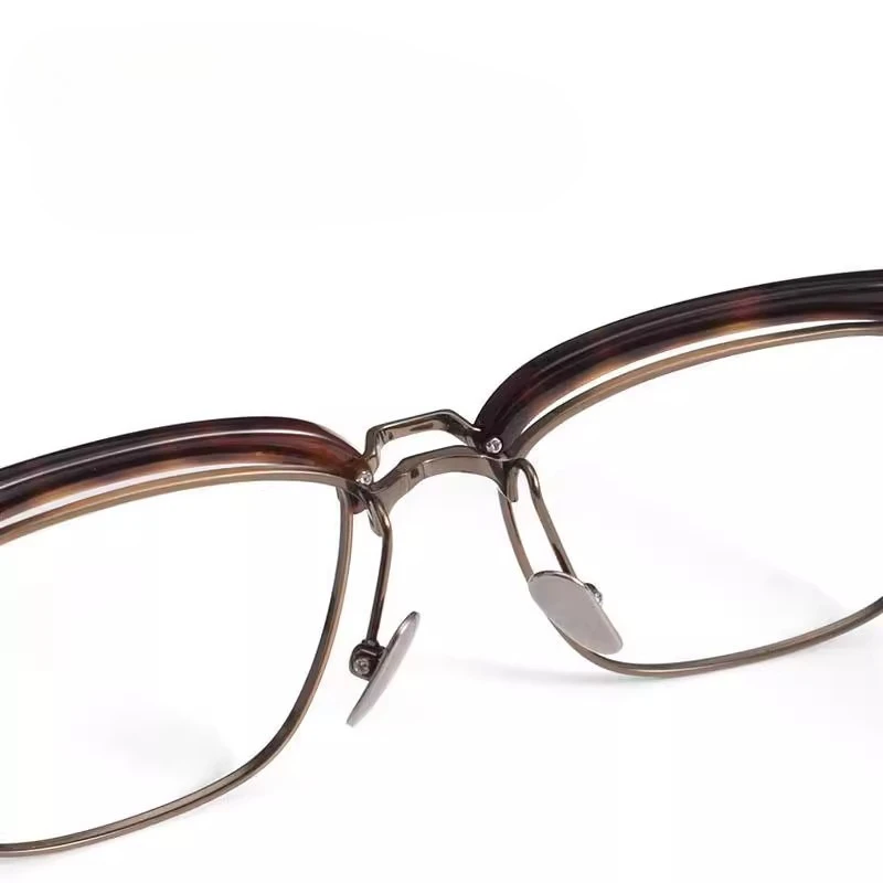Vintage Square Flip-up Acetate Titanium Glasses Frames Brand Designer Half-Frame Men's Large Face Prescription Eyeglasses Frames - Image 5