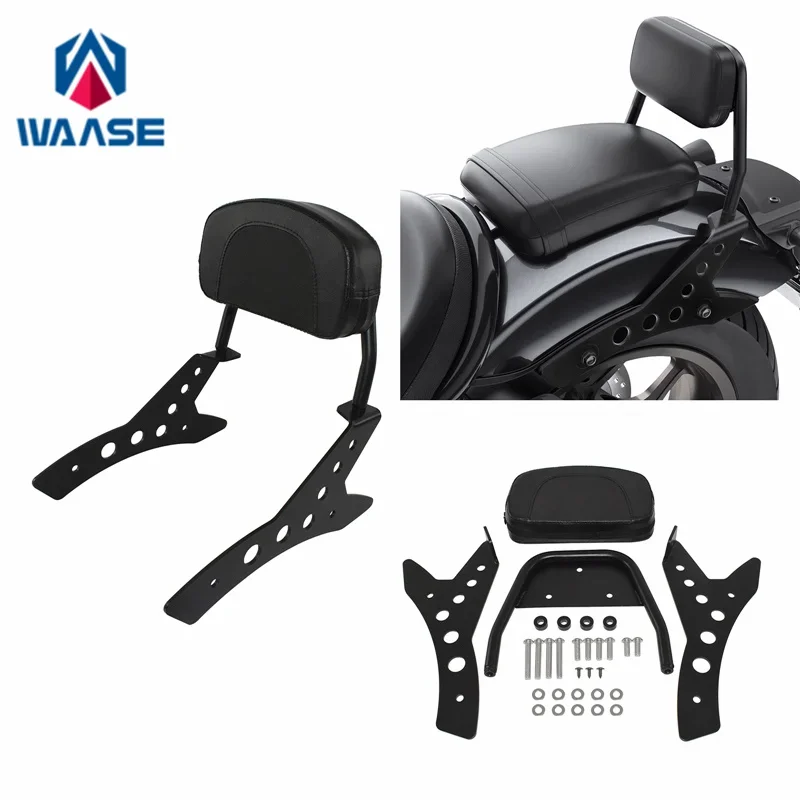 WAASE Rear Sissy Bar Passenger Back Rest Mount Hardware Backrest For Honda Rebel 1100 CMX1100 2021 2022 2023 2024