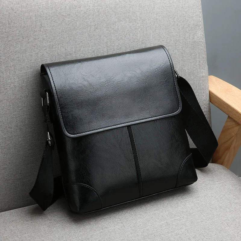 Sac à Main de Luxe en Cuir PU Solide pour Homme, Sacoche à Bandoulière Décontractée, avec Ceinture, pour Téléphone