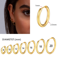 2Pcs Small Hoop Earrings Women Men Gold Silver Color Stainles Steel Round Circle Pendientes Mujer Anti-allergy